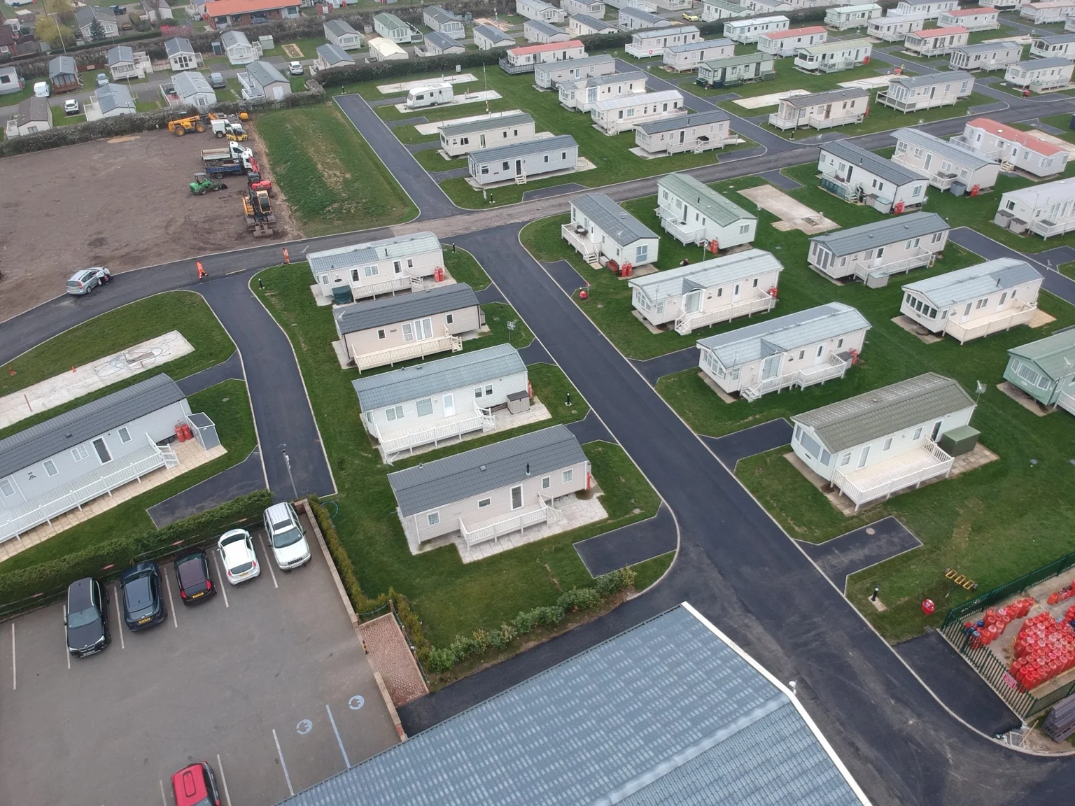 Aerial view of roads and parking areas at Jennings Caravan Park